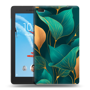 Силиконовый чехол на Lenovo Tab E7 с принтом Листья и золото Силиконовый чехол на Lenovo Tab E7 с принтом Листья и золото
