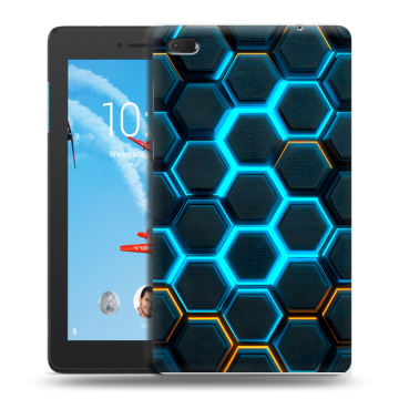 Силиконовый чехол на Lenovo Tab E7 с принтом Неоновые соты Силиконовый чехол на Lenovo Tab E7 с принтом Неоновые соты