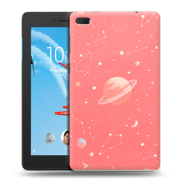 Силиконовый чехол на Lenovo Tab E7 с принтом Розовый космос Силиконовый чехол на Lenovo Tab E7 с принтом Розовый космос