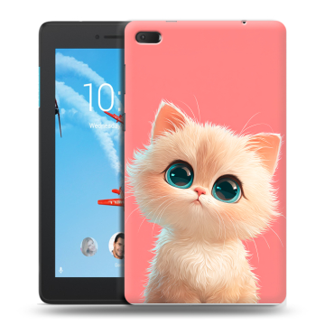 Силиконовый чехол на Lenovo Tab E7 с принтом Розовый котенок Силиконовый чехол на Lenovo Tab E7 с принтом Розовый котенок