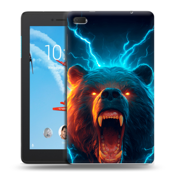 Силиконовый чехол на Lenovo Tab E7 с принтом Медведь Силиконовый чехол на Lenovo Tab E7 с принтом Медведь