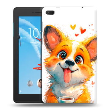 Силиконовый чехол на Lenovo Tab E7 с принтом корги
