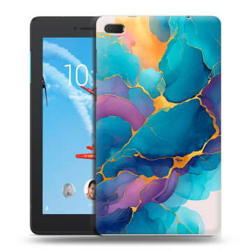 Силиконовый чехол на Lenovo Tab E7 с принтом Мрамор блестки Силиконовый чехол на Lenovo Tab E7 с принтом Мрамор блестки