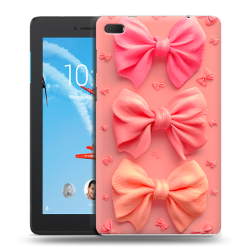 Силиконовый чехол на Lenovo Tab E7 с принтом Розовые бантики