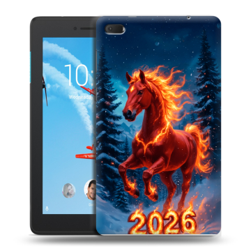 Силиконовый чехол на Lenovo Tab E7 с принтом Новый год коня Силиконовый чехол на Lenovo Tab E7 с принтом Новый год коня