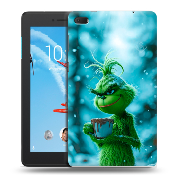 Силиконовый чехол на Lenovo Tab E7 с принтом Новый год гринч Силиконовый чехол на Lenovo Tab E7 с принтом Новый год гринч