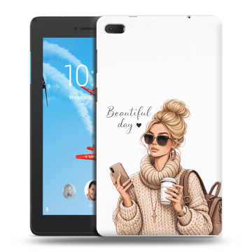 Силиконовый чехол на Lenovo Tab E7 с принтом женский