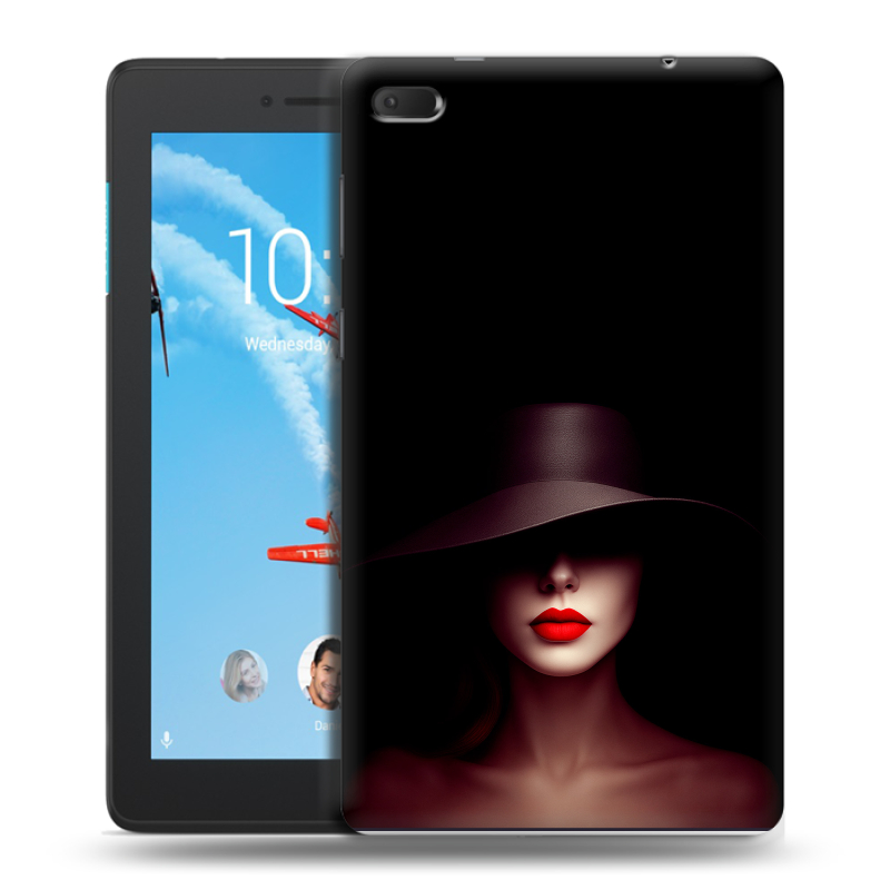 Силиконовый чехол на Lenovo Tab E7 с принтом Девушка в шляпе Силиконовый чехол на Lenovo Tab E7 с принтом Девушка в шляпе