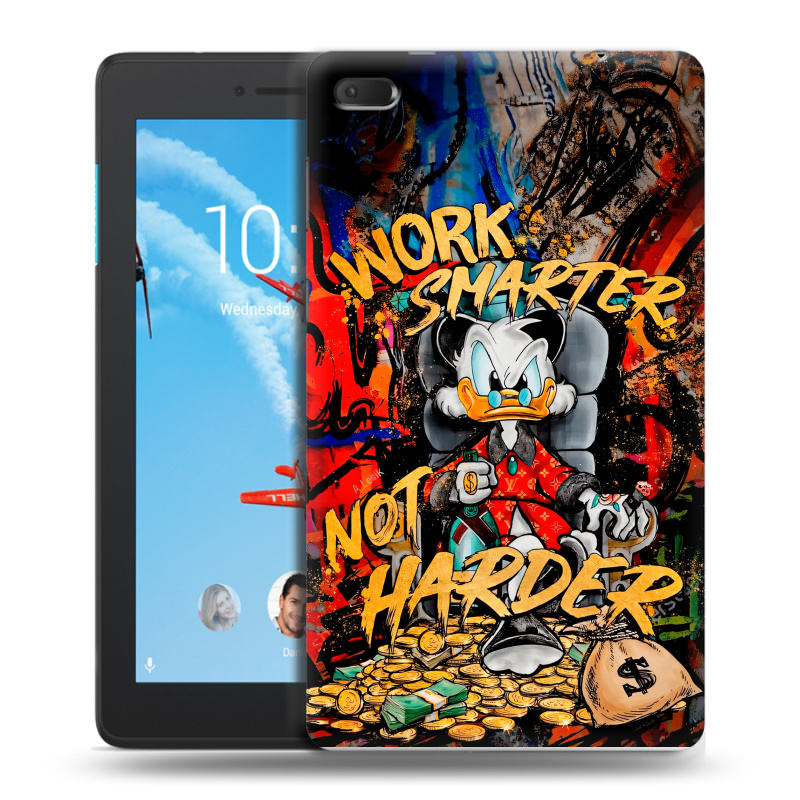 Силиконовый чехол на Lenovo Tab E7 с принтом Дональд Дак Деньги Силиконовый чехол на Lenovo Tab E7 с принтом Дональд Дак Деньги