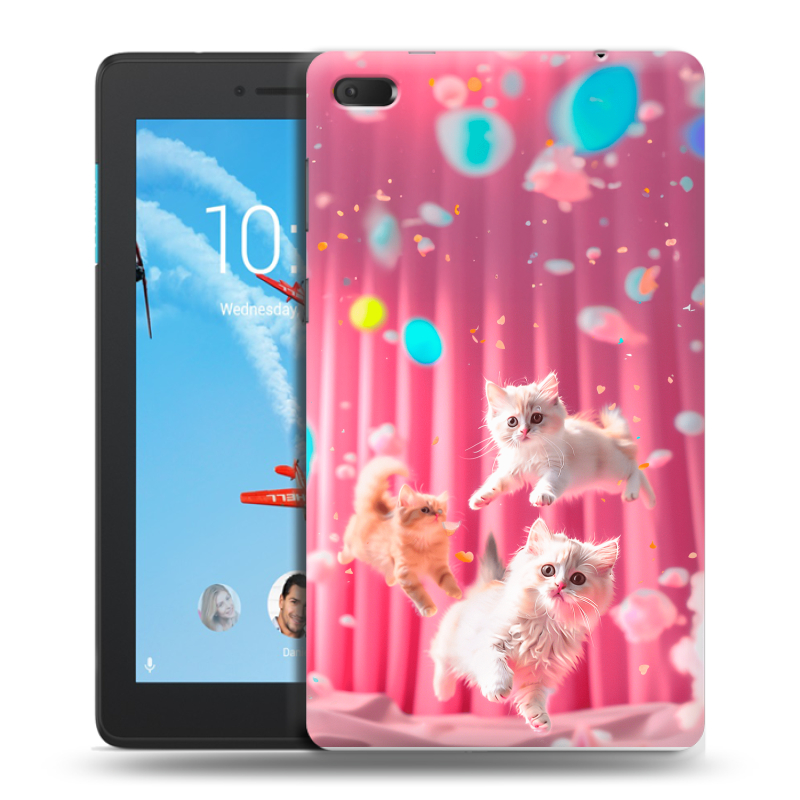 Силиконовый чехол на Lenovo Tab E7 с принтом милые котики Силиконовый чехол на Lenovo Tab E7 с принтом милые котики