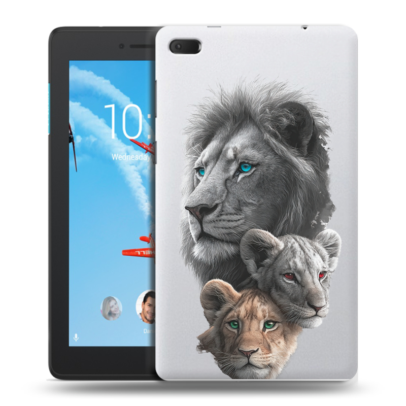 Силиконовый чехол на Lenovo Tab E7 с принтом Львы Силиконовый чехол на Lenovo Tab E7 с принтом Львы
