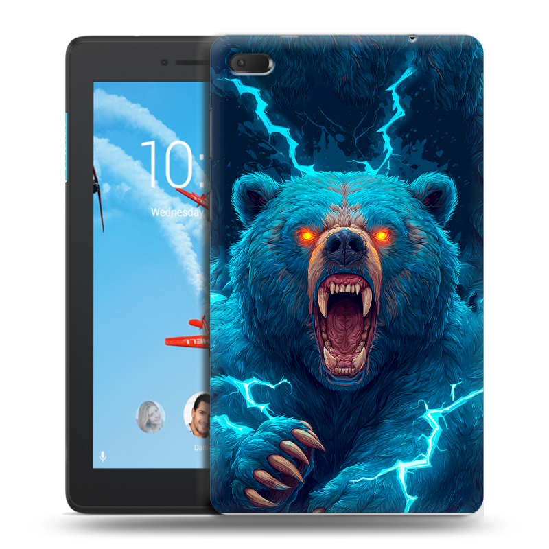 Силиконовый чехол на Lenovo Tab E7 с принтом Медведь Силиконовый чехол на Lenovo Tab E7 с принтом Медведь