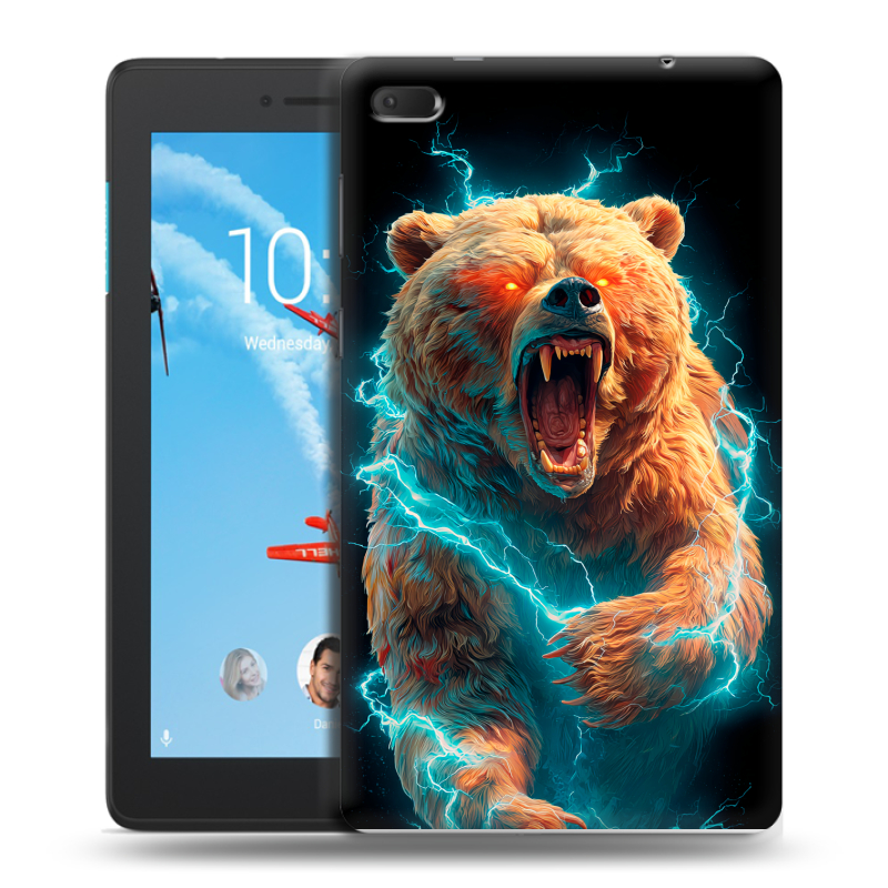 Силиконовый чехол на Lenovo Tab E7 с принтом Медведь Силиконовый чехол на Lenovo Tab E7 с принтом Медведь