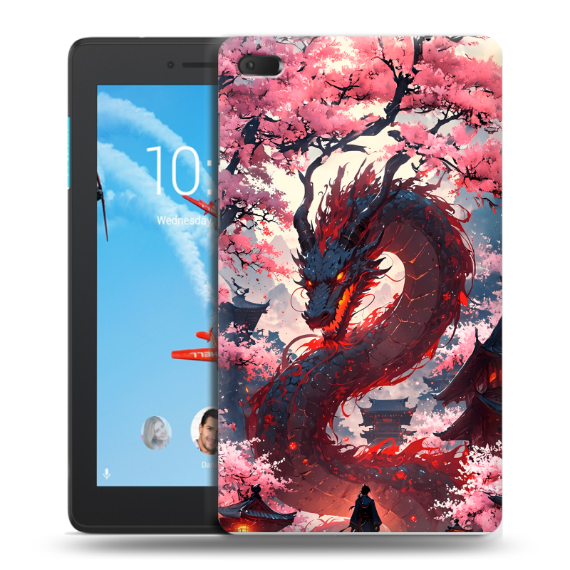 Силиконовый чехол на Lenovo Tab E7 с принтом Дракон Японский Силиконовый чехол на Lenovo Tab E7 с принтом Дракон Японский