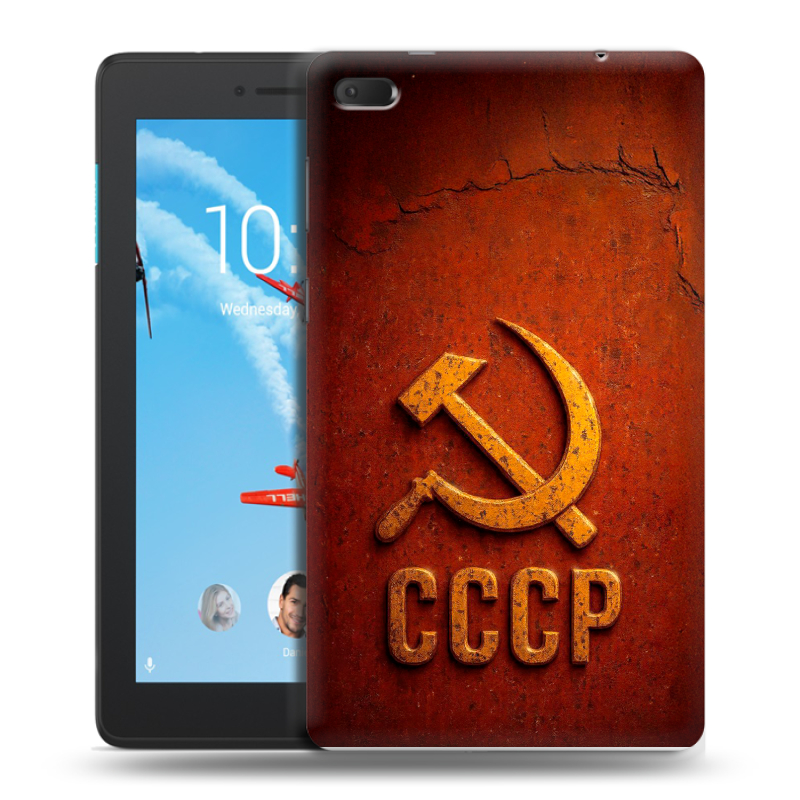Силиконовый чехол на Lenovo Tab E7 с принтом Флаг Герб СССР Силиконовый чехол на Lenovo Tab E7 с принтом Флаг Герб СССР