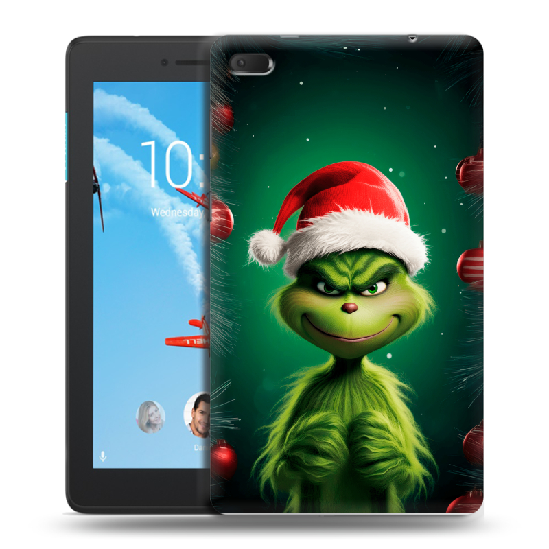 Силиконовый чехол на Lenovo Tab E7 с принтом Гринч Новый год Рождество Силиконовый чехол на Lenovo Tab E7 с принтом Гринч Новый год Рождество