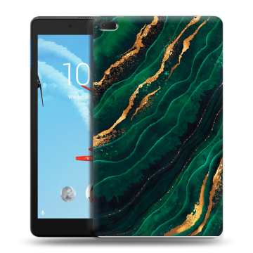Силиконовый чехол на Lenovo Tab E8 с принтом Мрамор зеленое золото