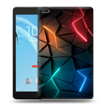 Силиконовый чехол на Lenovo Tab E8 с принтом Абстракция неон