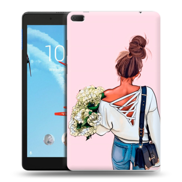 Силиконовый чехол на Lenovo Tab E8 с принтом Девушка и букет