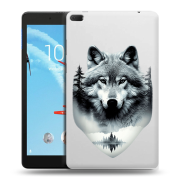 Силиконовый чехол на Lenovo Tab E8 с принтом Волк в лесу
