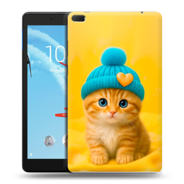 Силиконовый чехол на Lenovo Tab E8 с принтом Котенок в шапке Силиконовый чехол на Lenovo Tab E8 с принтом Котенок в шапке
