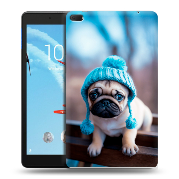 Силиконовый чехол на Lenovo Tab E8 с принтом Мопс в шапке
