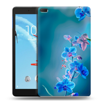 Силиконовый чехол на Lenovo Tab E8 с принтом Голубые цветы