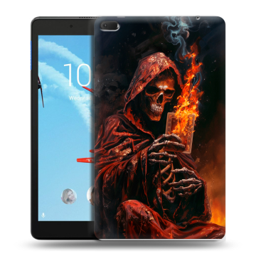 Силиконовый чехол на Lenovo Tab E8 с принтом Скелет и карты