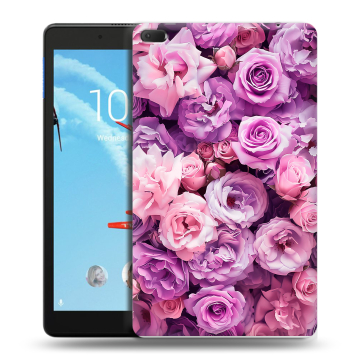 Силиконовый чехол на Lenovo Tab E8 с принтом лавандовые розы