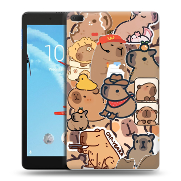 Силиконовый чехол на Lenovo Tab E8 с принтом капибара Силиконовый чехол на Lenovo Tab E8 с принтом капибара