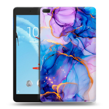 Силиконовый чехол на Lenovo Tab E8 с принтом синий мрамор