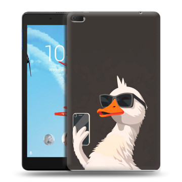 Силиконовый чехол на Lenovo Tab E8 с принтом утка в очках