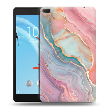 Силиконовый чехол на Lenovo Tab E8 с принтом розовый мрамор