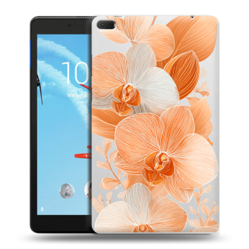 Силиконовый чехол на Lenovo Tab E8 с принтом Бежевые цветы