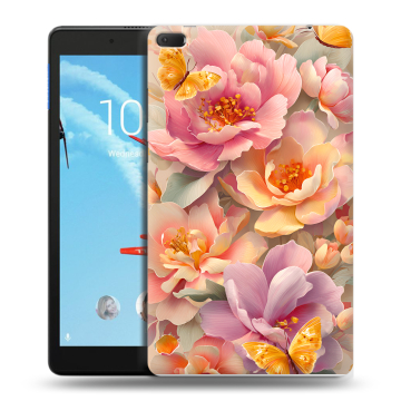 Силиконовый чехол на Lenovo Tab E8 с принтом Цветы и бабочки