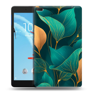 Силиконовый чехол на Lenovo Tab E8 с принтом Листья и золото