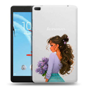 Силиконовый чехол на Lenovo Tab E8 с принтом девушка цветы