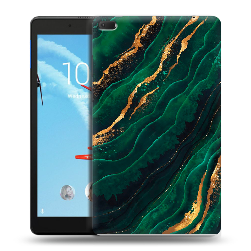 Силиконовый чехол на Lenovo Tab E8 с принтом Мрамор зеленое золото Силиконовый чехол на Lenovo Tab E8 с принтом Мрамор зеленое золото