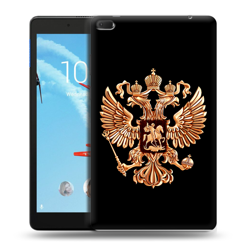 Силиконовый чехол на Lenovo Tab E8 с принтом Герб России золотой Силиконовый чехол на Lenovo Tab E8 с принтом Герб России золотой