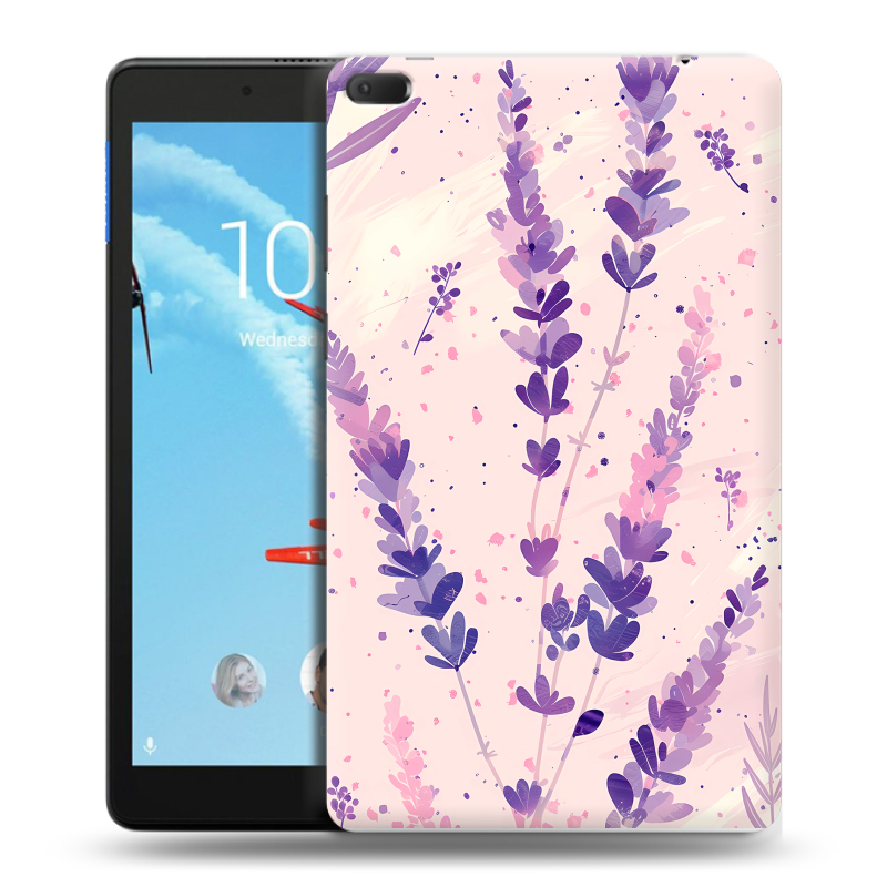 Силиконовый чехол на Lenovo Tab E8 с принтом цветы лаванда Силиконовый чехол на Lenovo Tab E8 с принтом цветы лаванда