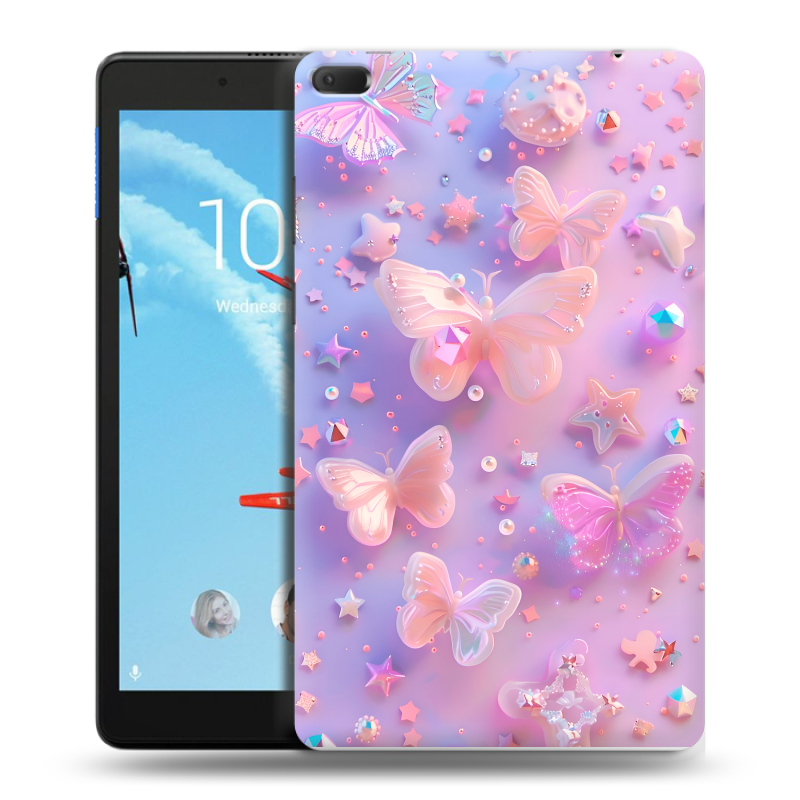 Силиконовый чехол на Lenovo Tab E8 с принтом Бабочки Силиконовый чехол на Lenovo Tab E8 с принтом Бабочки