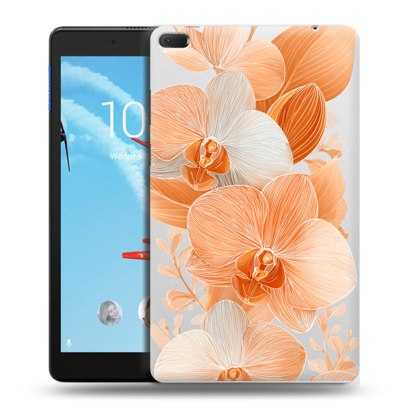 Силиконовый чехол на Lenovo Tab E8 с принтом Бежевые цветы Силиконовый чехол на Lenovo Tab E8 с принтом Бежевые цветы