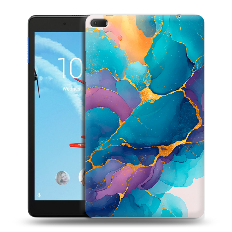 Силиконовый чехол на Lenovo Tab E8 с принтом Мрамор блестки Силиконовый чехол на Lenovo Tab E8 с принтом Мрамор блестки