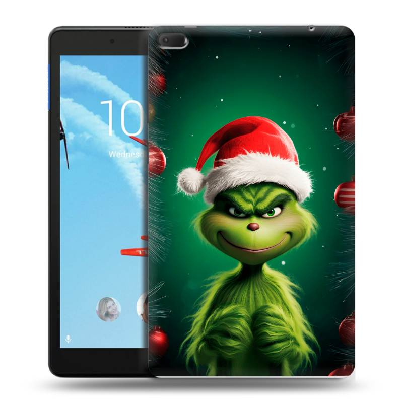 Силиконовый чехол на Lenovo Tab E8 с принтом Гринч Новый год Рождество Силиконовый чехол на Lenovo Tab E8 с принтом Гринч Новый год Рождество