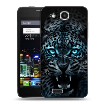 Пластиковый чехол на Alcatel One Touch Idol Ultra с принтом Темный леопард