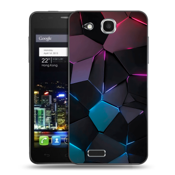 Пластиковый чехол на Alcatel One Touch Idol Ultra с принтом Геометрия неона