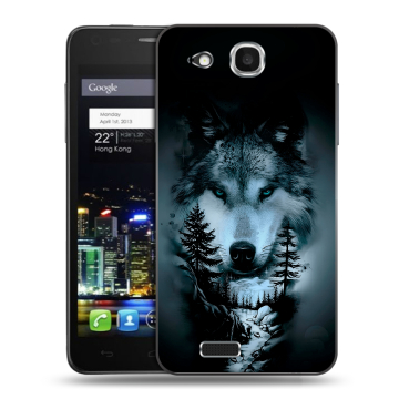 Пластиковый чехол на Alcatel One Touch Idol Ultra с принтом Лесной волк