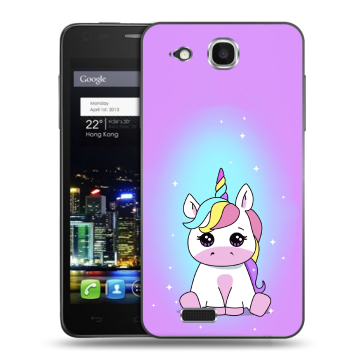 Пластиковый чехол на Alcatel One Touch Idol Ultra с принтом Единорог