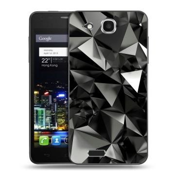 Пластиковый чехол на Alcatel One Touch Idol Ultra с принтом Черные кристаллы