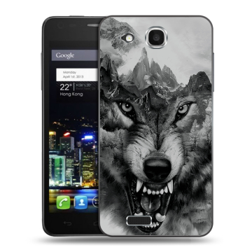 Пластиковый чехол на Alcatel One Touch Idol Ultra с принтом Волк